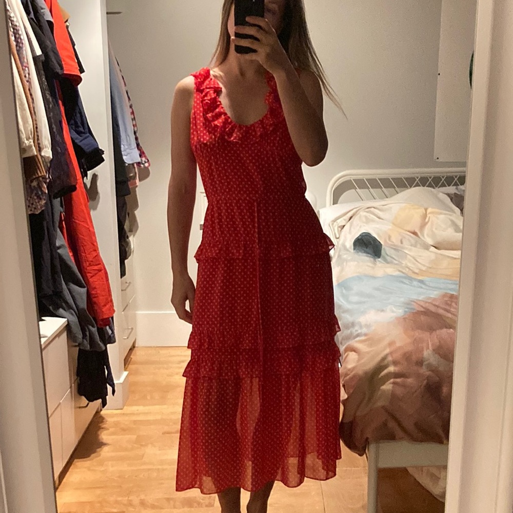 LOVERS + FRIENDS red polkadot maxi dress, size large - Picture 10 of 10